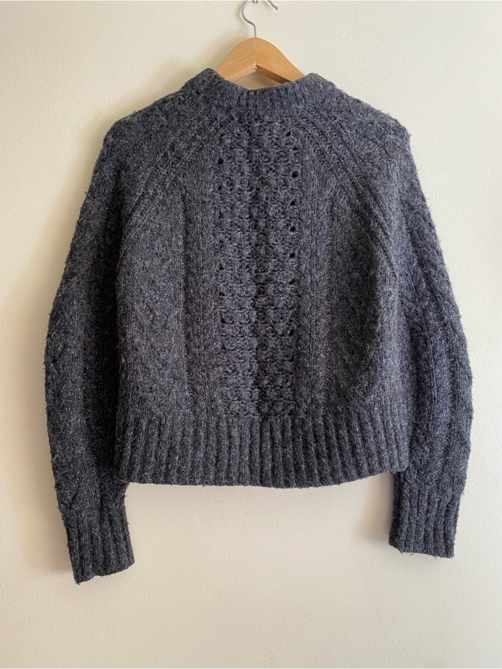 Cozy Everlane Cable Knit Sweater Cardigan - Charcoal - Picture 3 of 5